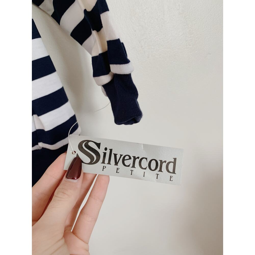 Navy Blue and White Vintage Silvercord 3/4 Zip Up Sweatshirt S - Picture 5 of 7